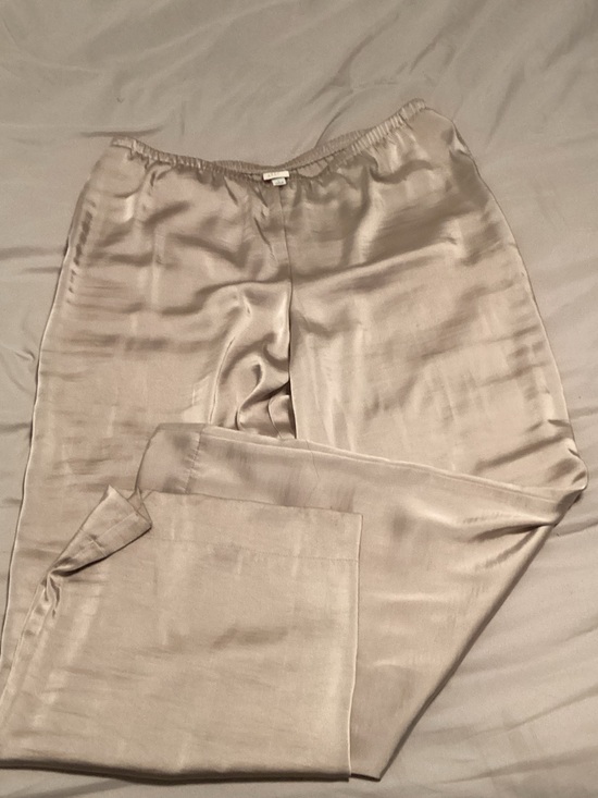 a new day Pants - a new day Satin Wide-Leg Pants in Light Taupe